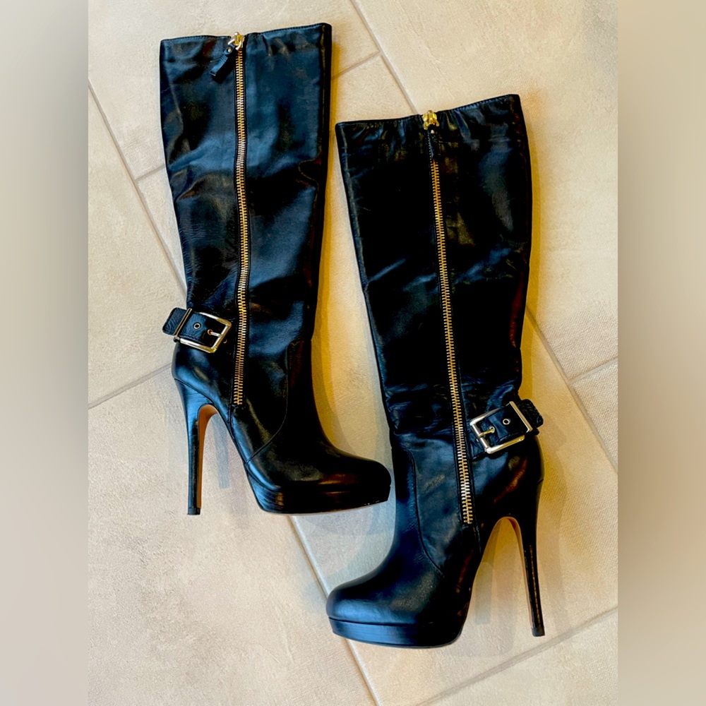 Beautiful black leather boots.